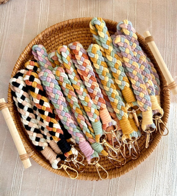 Cell Phone Chain, Colorful Macrame Phone Strap, Wrist Keychain for Car, Home or Phone, Boho Style, 100% Recycled Cotton