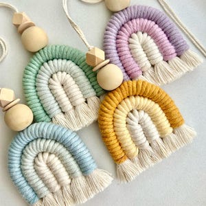 ARCOBALENI IN MACRAME, Portachiavi Boho, Car Charm, Diffuser, per Borsa Auto Casa, Bomboniere Segnaposto, Accessories and Decor, in Cotone
