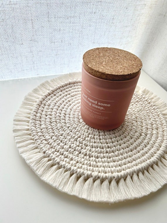 Macrame Coaster, Table Placemat, Decorative Plant Saucer, Object Rug, Home Decor, Tabletop Runner