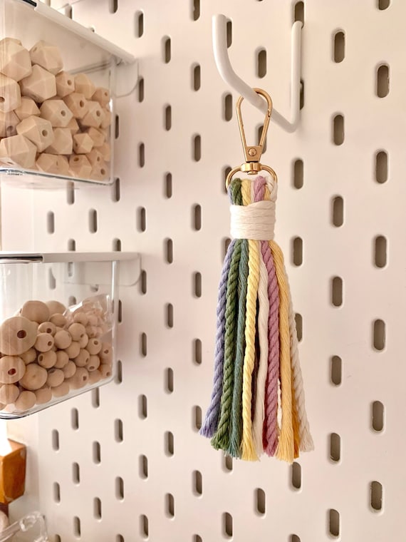TASSEL MACRAME KEYCHAIN, Car Accessories, Home Keychain, Bag Keychain, Boho Style Gift, Handmade, 100% Recycled Cotton