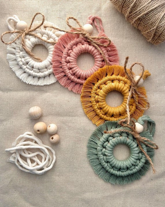Macrame Christmas Decorations, Christmas Tree Ornaments, Pastel Color Christmas Accessories, Christmas Gift Idea, Cotton