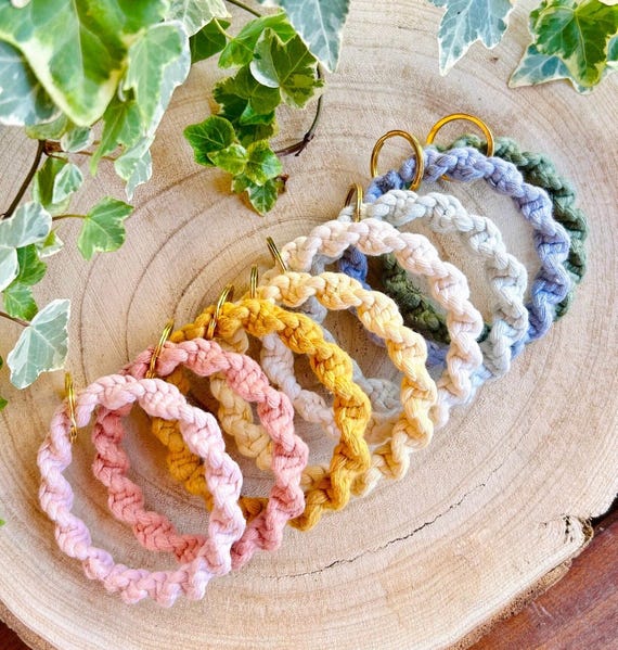 MACRAME KEYCHAIN, Car Accessories, Home Keychain, Bag Keychain, Boho Style Gift, Handmade, 100% Recycled Cotton
