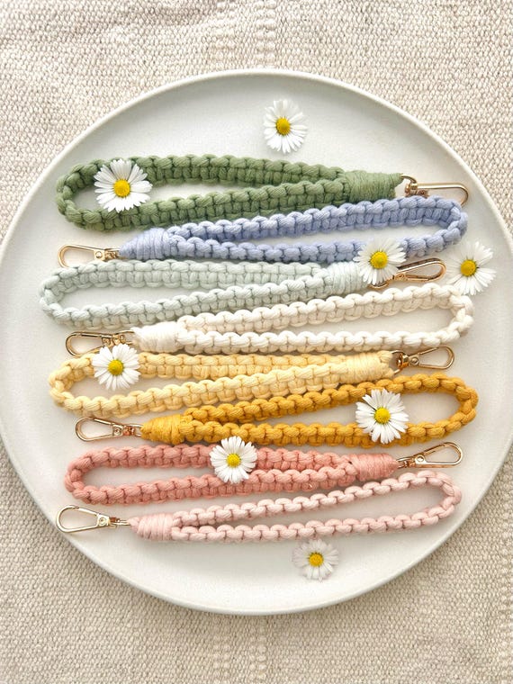 Cell Phone Chain, Colorful Macrame Phone Strap, Wrist Keychain for Bag Car Home or Phone, Boho Charm Decor, 100% Cotton