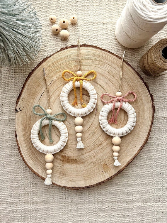 Macrame Christmas Decorations, Christmas Tree Ornaments, Pastel Color Christmas Accessories, Christmas Gift Idea, Cotton