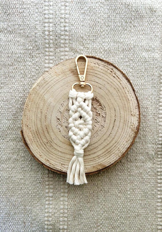 MACRAME KEYCHAIN, Boho Accessories for Car, Home, Bag, Wedding or Baptism Place Card Favors, Earthy Charm Decor, Handmade