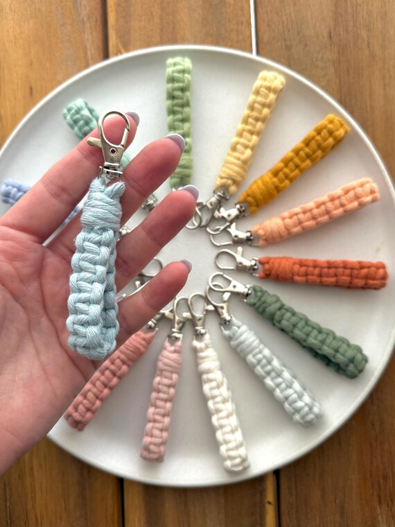 MACRAME KEYCHAIN, Accessories for Car, Home, Bag, Backpack, Wedding or Baptism Favors, Cute Handmade Charm Decor in Cotton