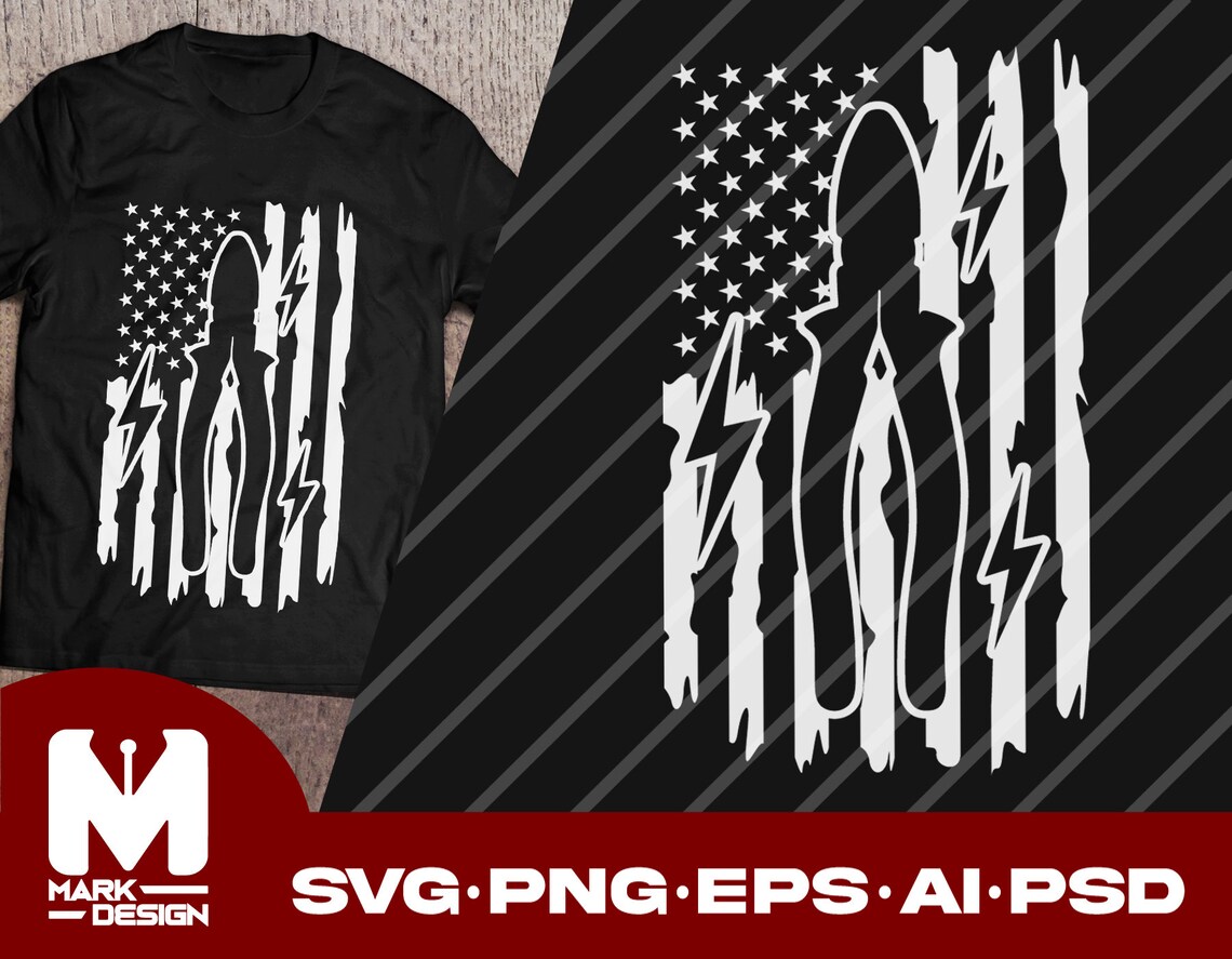 Electrician Svg Lightning Svg US Flag Electrician Svg Design Etsy Ireland