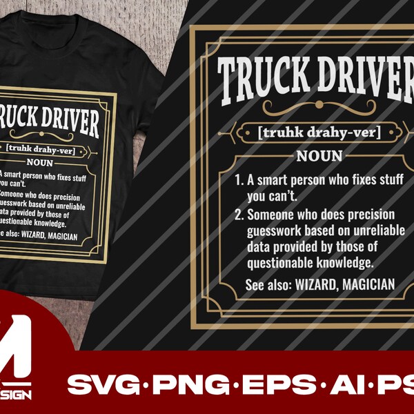 Truck Driver Definition Wall Art Etsy