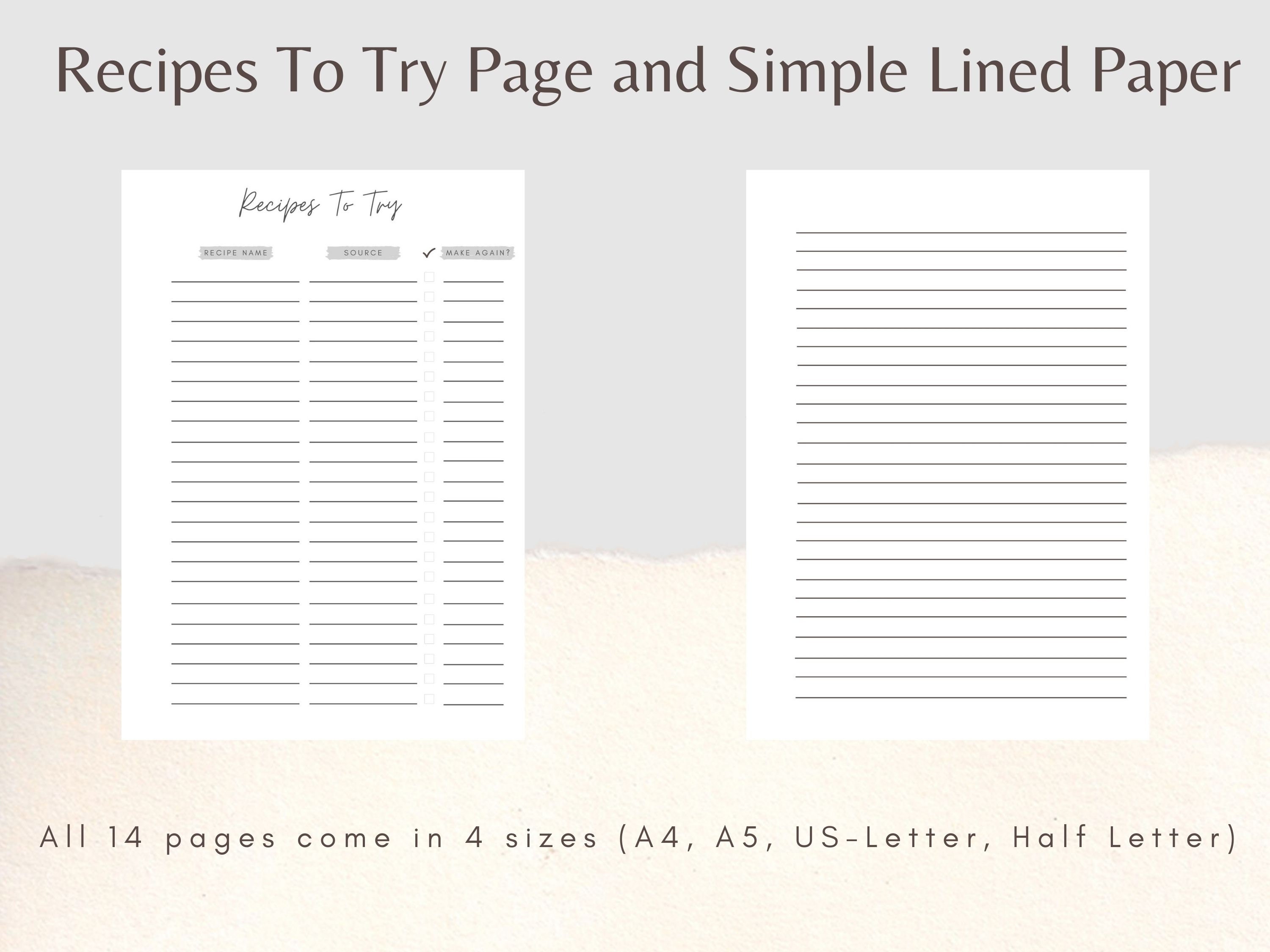 14 Printable Additional Recipe Binder Inserts Farmhouse | Etsy