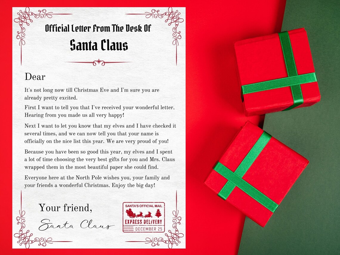 Printable Letter From Santa, Official Letter From Santa Claus, From the ...