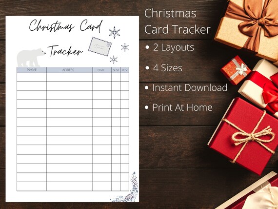 Printable Christmas Card Tracker Christmas Tracker Christmas - Etsy