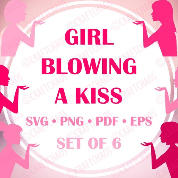 6 Girl Blowing a Kiss Bundle Vectors svg/pdf/png/eps