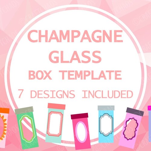 Champagne Glass Presentation Box Template 7 Designs Etsy