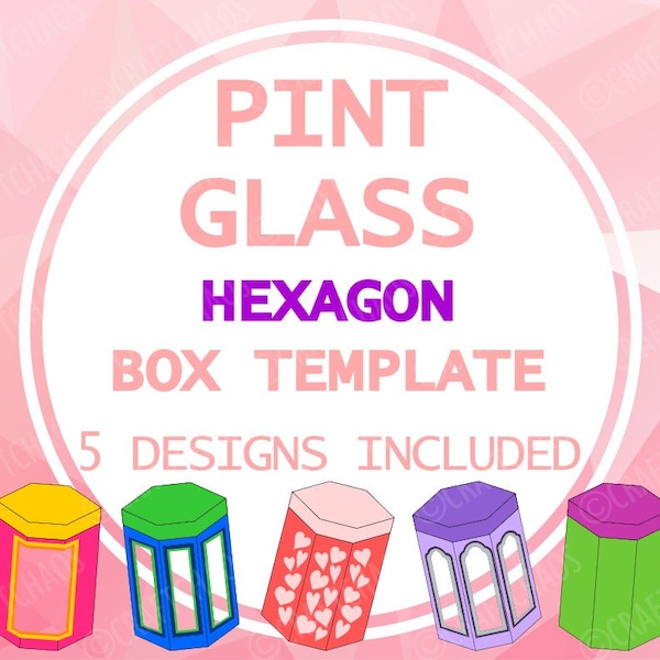 Hexagonal Pint Glass Presentation Box Template - 5 Designs - Vectors svg/pdf/png/eps