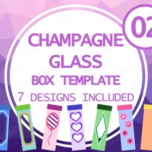 Sektglas Präsentationsbox 02 Template - 7 Designs - Sektflöte Geschenkbox, Cricut Box Template, Cut File - Vektoren svg pdf png eps