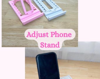 Compacte opvouwbare telefoonstandaard, verstelbaar, 3D-geprint voor op je bureau of onderweg! Telefoonaccessoires (roze, grijs en meer kleuren)
