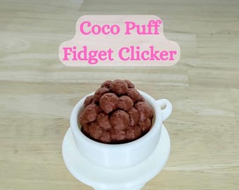 Juguete antiestrés Coco Puff Clicker: ¡Diversión con chocolate crujiente para dedos sin estrés! Juguete antiestrés de cereal con llavero opcional, decoración kawaii para escritorio.