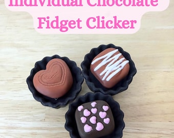 Fidget Clickers individuales de chocolate: lindo juguete sensorial de postre de chocolate impreso en 3D para aliviar la ansiedad y decorar el escritorio kawaii.