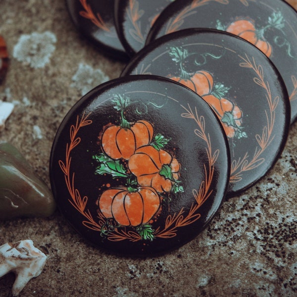 Magnet Button | Pumpkin Illustration