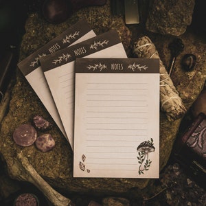 Mushroom Notes | notepad A6 | Crystals and Mushroom Illustration