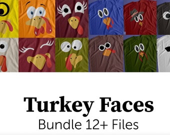 Turkey Face Shirt, Bundle, Cute Turkey Fall Thanksgiving Shirt, Thanksgiving Women&#39;s, Funny Thanksgiving Shirt, Men, Woman, Children, Family