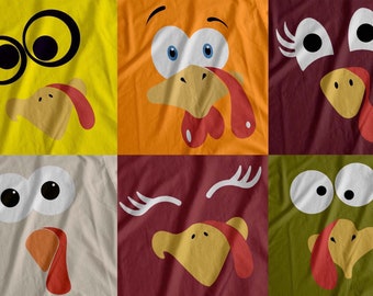 Turkey Face Shirt, Cute Turkey Fall Thanksgiving Shirt, Thanksgiving Women&#39;s, Funny Thanksgiving Shirt, Men, Woman, Children, Family, SVG