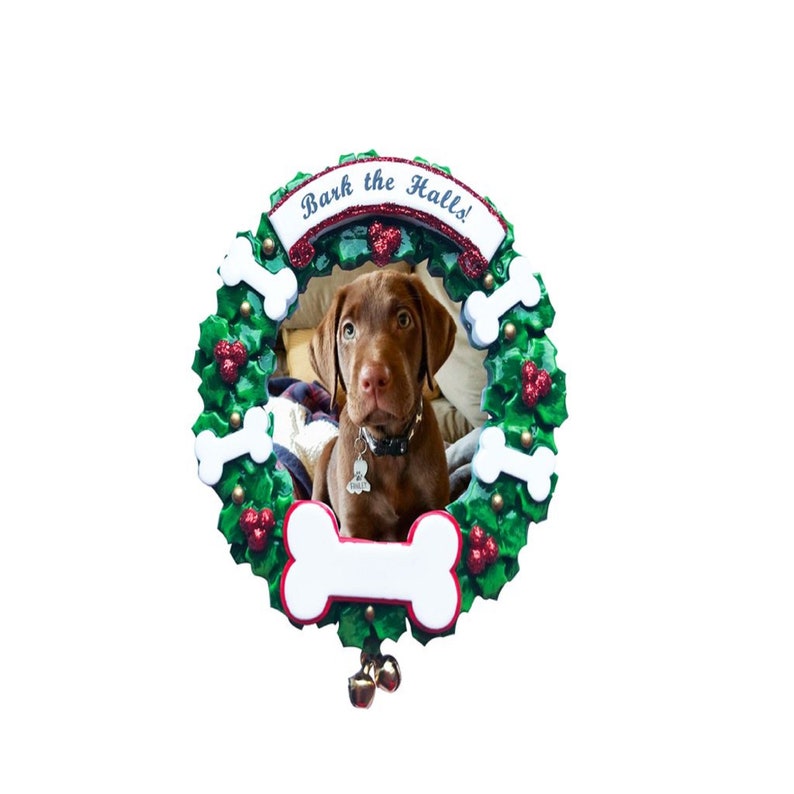 Bark The Halls Dog Frame Personalized Christmas Ornament