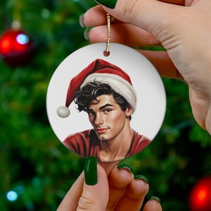 Funny Christmas ceramic ornament Xmas pin up boy ornament gift