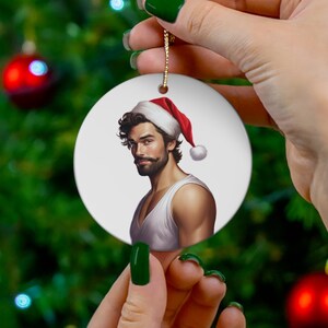 Funny Christmas ceramic ornament Xmas pin up boy ornament gift
