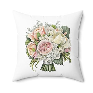 Wedding bouquet decorative pillow Cute flower decoration gift 14&quot;x14&quot; White