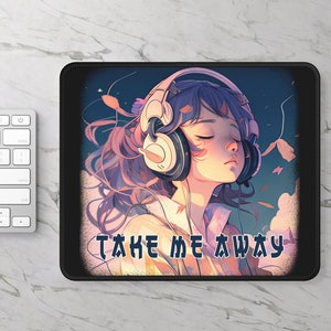 Anime girl take me away gaming mousepad 9x7 Custom made Anime lover gamer gift