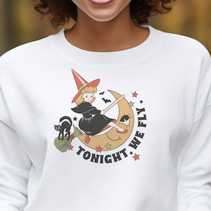 Retro Hexe Halloween Sweatshirt: Gruseliges Saison Grafik-T-Shirt