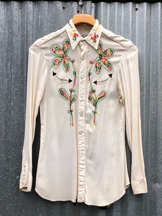 Vintage 1950s H Bar C Western Shirt Rockabilly Emb