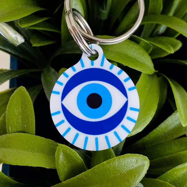 Evil Eye Dog Tag, Lucky Eye Dog Tag, Cat Tag, Evil Eye Dog Collar Tag, Evil Eye Cat Tag, Dog ID Tag, Custom Dog Tag, Dog Tag Personalized