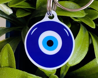 Personalized Evil Eye Pet ID Tag: Lucky Dog/Cat Collar Tag