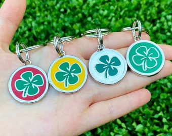 Personalized Clover Pet ID Tag: Enamel Shamrock Dog Tag