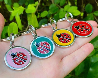 Enamel Ladybug Pet ID Tag: Personalized Stainless Steel Dog/Cat Tag