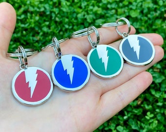 Personalized Lightning Bolt Dog Tag: Enamel Pet ID, Stainless Steel