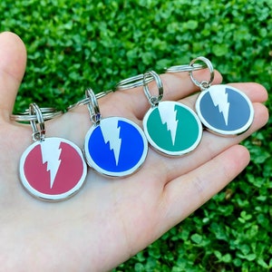 Personalized Lightning Bolt Dog Tag: Enamel Pet ID, Stainless Steel
