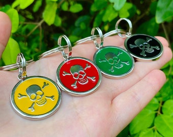 Enamel Skull Pet Tag: Personalized Stainless Steel Dog ID