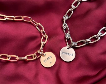 Gold Stainless Metal Dog Chain Collar Necklace with Tag: Custom Pet Jewelry Gift