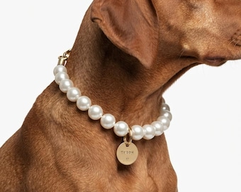 Beaded Pearl Dog Collar – Luxury Dog Necklace, Custom Pet Jewelry Gift