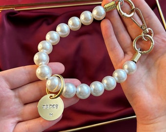 Beaded Pearl Dog Collar – Luxury Dog Necklace, Custom Pet Jewelry Gift