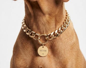 Gold Dog Chain Collar – Cuban Link Dog Necklace, Luxury Pet Jewelry Gift