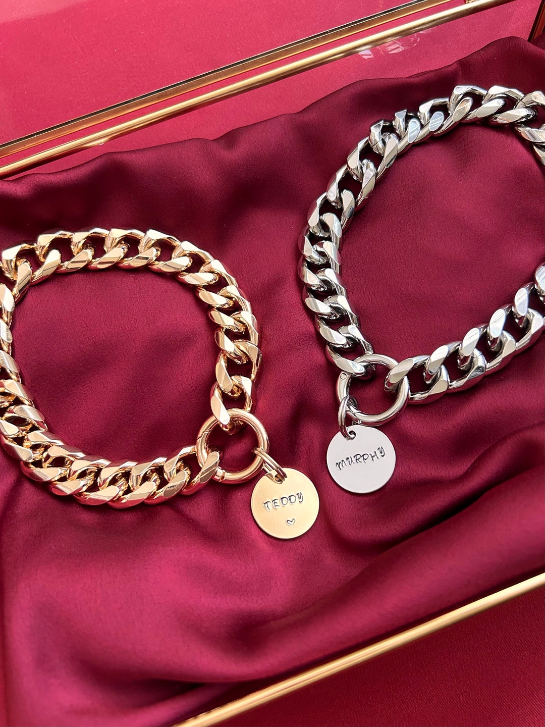 Cuban Link Dog Chain, Gold Dog Collar Chain, Dog Chain Necklace, Custom Dog Chain, Handmade Dog