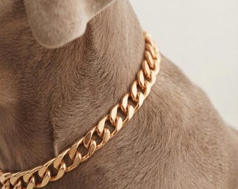 Cuban Link Dog Collar Necklace: Gold Silver Aluminum Chain Custom Pet Jewelry Accessory Gift