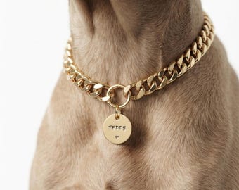 Hand Stamped Pet ID Tag: Personalized Dog & Cat Collar Tag
