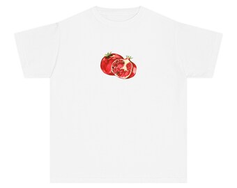 Granaatappel jaren 90 baby-T-shirt, fruitige cropped top, middelzware jeugd-T-shirt