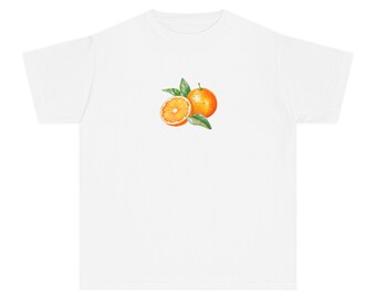 Oranje jaren 90 baby-T-shirt, fruitige cropped top Florida, middelzware jeugd-T-shirt