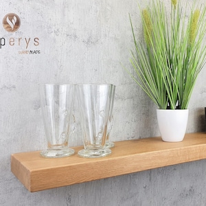 Rustic Solid Oak Floating Shelf: Reclaimed Natural Wooden Storage and Wall Decor with Invisible Brackets included